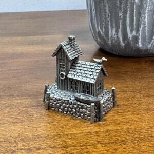 Vintage Spoontiques Fisherman's Cottage Cabin Figurine Miniature 1.5" 1985 #3001